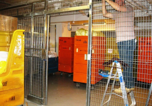 Security Cages Trenton in Galvanized steel 8ga. Free layouts. Sales@LockersUSA.com